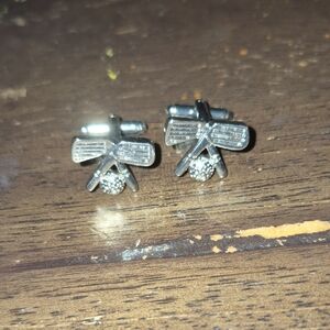 Silver Tone Golf Club & Ball Cuff Links